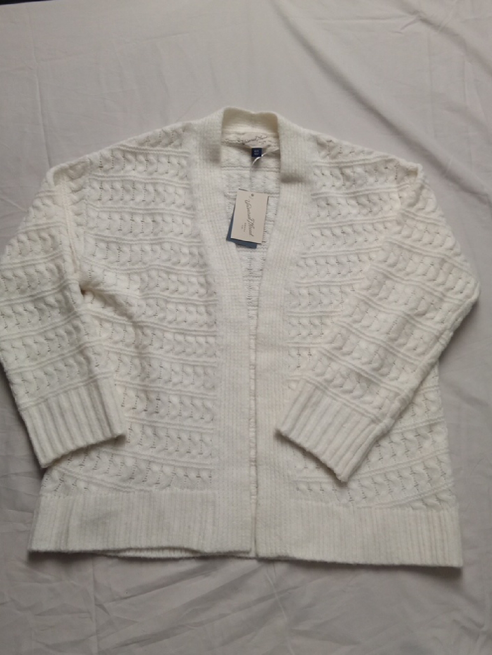 Universal Thread White Cable-Knit Open-Front Cardigan